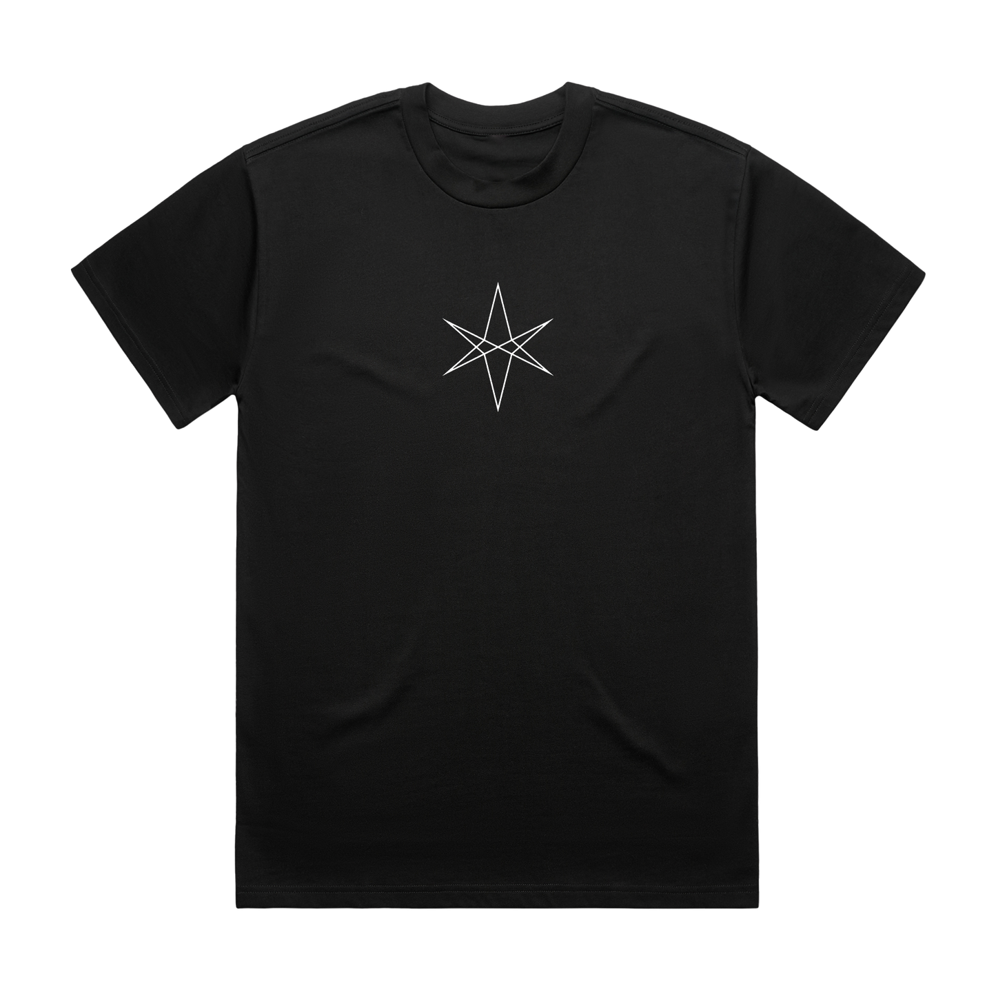 Black unisex short-sleeve regular fit T-shirt with white Bring Me the Horizon hex print across the chest.