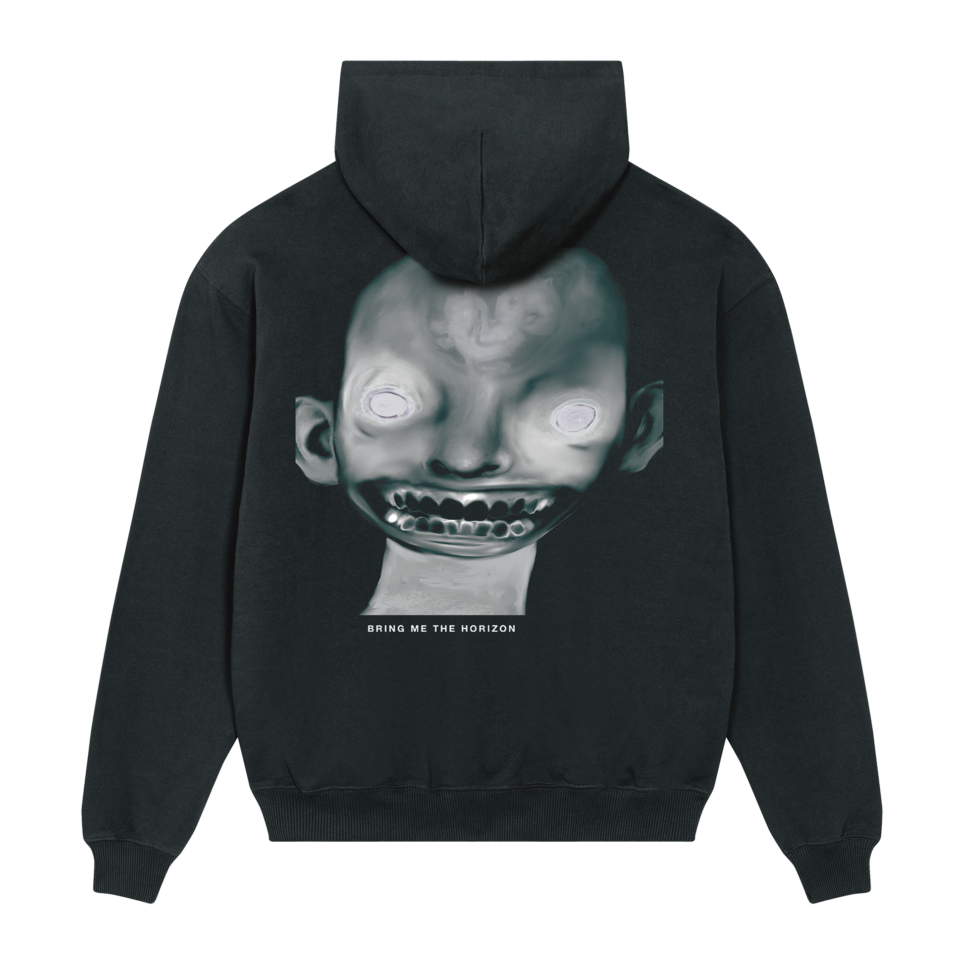 Black unisex hoodie with green Bring Me the Horizon Darkside print across the back.