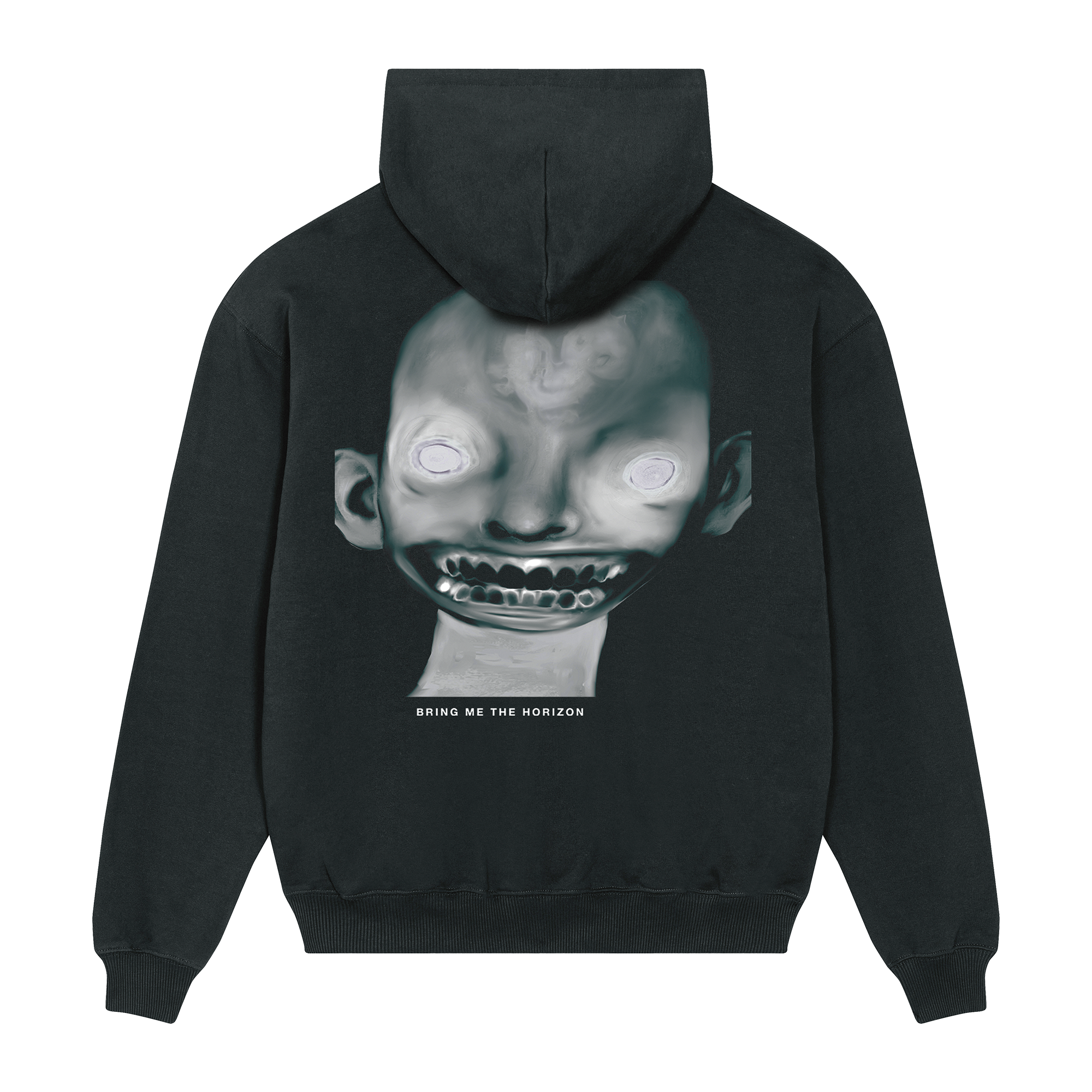 Black unisex hoodie with green Bring Me the Horizon Darkside print across the back.