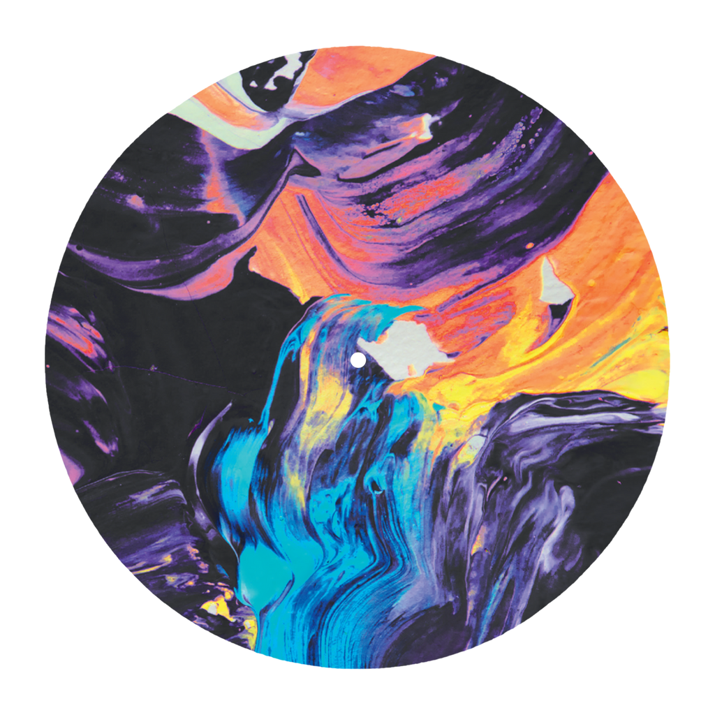Black slipmat with a white umbrella print.
