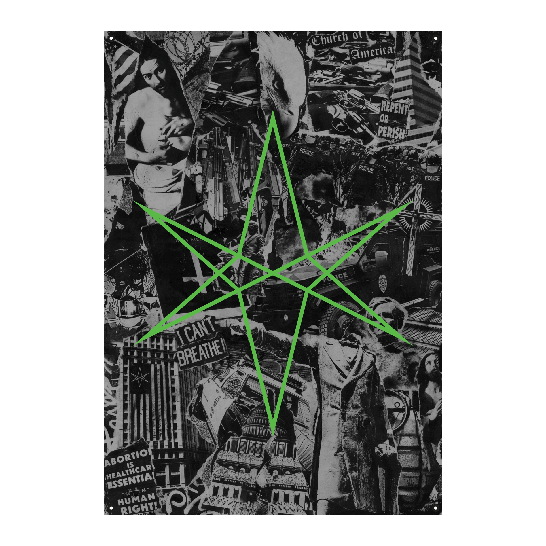 BMTH flag featuring a collage hex motif.