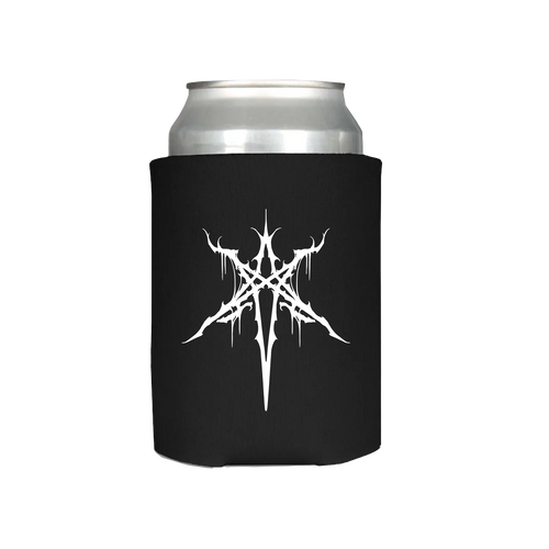 Black koozie with white BMTH hex print.